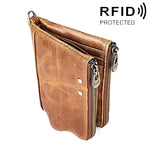 3533 Pochette da uomo con portafoglio RFID antimagnetico pieghevole in pelle di vacchetta con texture Crazy Horse lunga, con scomparti per carte, 3533 Black, 3533 Coffee, 3533 Blue, 3533 Red, 3533 Yellowish-brown