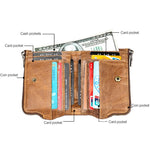LT3533 Pochette portafoglio da uomo pieghevole antimagnetica in pelle di vacchetta con texture Crazy Horse, con scomparti per carte e tracolla, LT3533 Black, LT3533 Coffee, LT3533 Blue, LT3533 Red, LT3533 Yellowish-brown