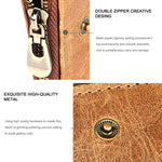 LT3533 Pochette portafoglio da uomo pieghevole antimagnetica in pelle di vacchetta con texture Crazy Horse, con scomparti per carte e tracolla, LT3533 Black, LT3533 Coffee, LT3533 Blue, LT3533 Red, LT3533 Yellowish-brown