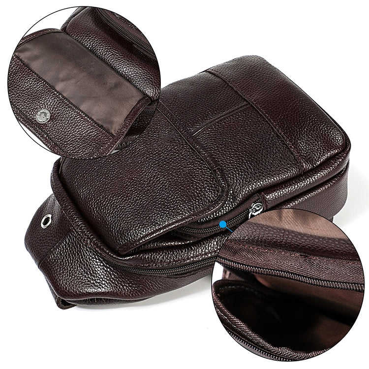6023 Borsa a tracolla monospalla casual in pelle bovina pieno fiore con texture morbida al litchi per uomo, Black, Coffee, Red, Brown