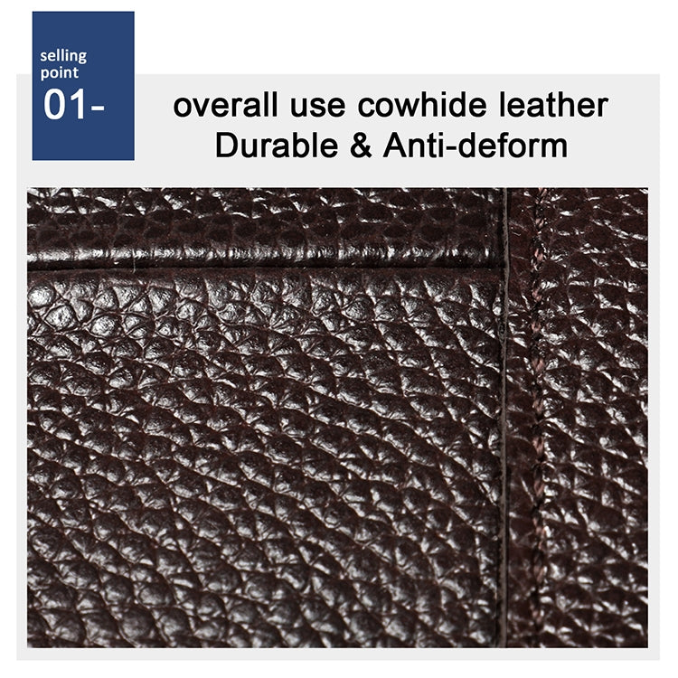 6023 Borsa a tracolla monospalla casual in pelle bovina pieno fiore con texture morbida al litchi per uomo, Black, Coffee, Red, Brown