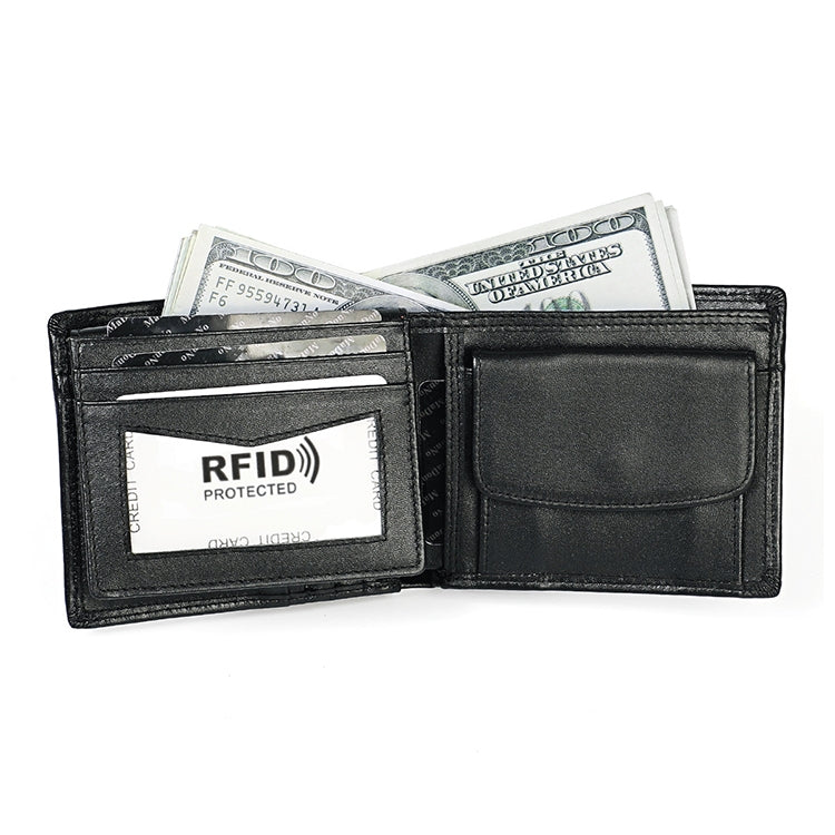 8020 Pochette portafoglio da uomo antimagnetico in pelle con texture Crazy Horse retrò orizzontale, con scomparti per carte, 8020 Black, 8020 Coffee, 8020 Yellowish-brown