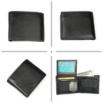 8020 Pochette portafoglio da uomo antimagnetico in pelle con texture Crazy Horse retrò orizzontale, con scomparti per carte, 8020 Black, 8020 Coffee, 8020 Yellowish-brown