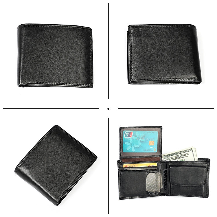 8020 Pochette portafoglio da uomo antimagnetico in pelle con texture Crazy Horse retrò orizzontale, con scomparti per carte, 8020 Black, 8020 Coffee, 8020 Yellowish-brown