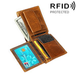 8020 Pochette portafoglio da uomo antimagnetico in pelle con texture Crazy Horse retrò orizzontale, con scomparti per carte, 8020 Black, 8020 Coffee, 8020 Yellowish-brown