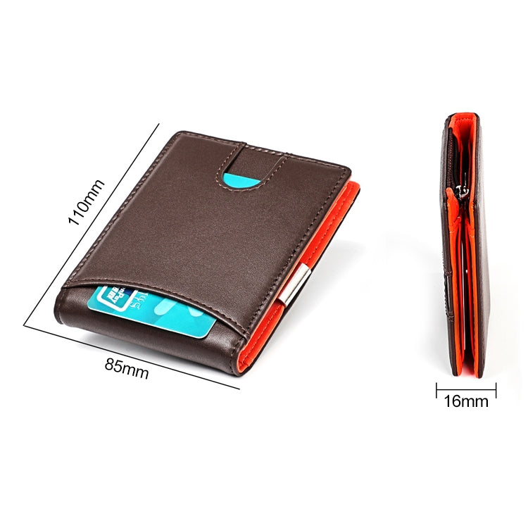 9606 Portafoglio da uomo con slot multipli per carte RFID antimagnetico in pelle di vacchetta, con borsa con cerniera, 9606 Black, 9606 Coffee