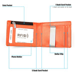 9606 Portafoglio da uomo con slot multipli per carte RFID antimagnetico in pelle di vacchetta, con borsa con cerniera, 9606 Black, 9606 Coffee