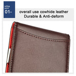 9606 Portafoglio da uomo con slot multipli per carte RFID antimagnetico in pelle di vacchetta, con borsa con cerniera, 9606 Black, 9606 Coffee