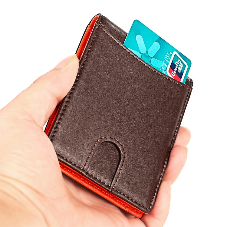 9606 Portafoglio da uomo con slot multipli per carte RFID antimagnetico in pelle di vacchetta, con borsa con cerniera, 9606 Black, 9606 Coffee