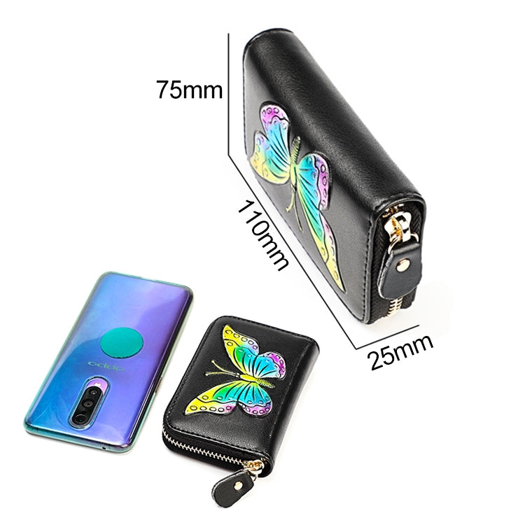 KB152 Portafoglio RFID antimagnetico con motivo a farfalla in pelle di vacchetta a forma di organo con scomparti multipli per carte da donna, KB152 Colour, KB152 Blue, KB152 Purple, KB152 Silver