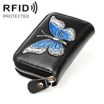KB152 Portafoglio RFID antimagnetico con motivo a farfalla in pelle di vacchetta a forma di organo con scomparti multipli per carte da donna, KB152 Colour, KB152 Blue, KB152 Purple, KB152 Silver