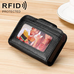 KB188 Portafoglio orizzontale RFID antimagnetico a forma di organo in pelle di vacchetta con più scomparti per carte, con finestra trasparente, KB188 Black, KB188 Coffee, KB188 Purple, KB188 Rose Red, KB188 Sapphire Blue
