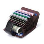 KB188 Portafoglio orizzontale RFID antimagnetico a forma di organo in pelle di vacchetta con più scomparti per carte, con finestra trasparente, KB188 Black, KB188 Coffee, KB188 Purple, KB188 Rose Red, KB188 Sapphire Blue
