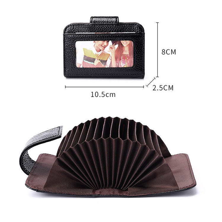 KB188 Portafoglio orizzontale RFID antimagnetico a forma di organo in pelle di vacchetta con più scomparti per carte, con finestra trasparente, KB188 Black, KB188 Coffee, KB188 Purple, KB188 Rose Red, KB188 Sapphire Blue