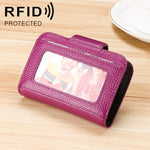 KB188 Portafoglio orizzontale RFID antimagnetico a forma di organo in pelle di vacchetta con più scomparti per carte, con finestra trasparente, KB188 Black, KB188 Coffee, KB188 Purple, KB188 Rose Red, KB188 Sapphire Blue