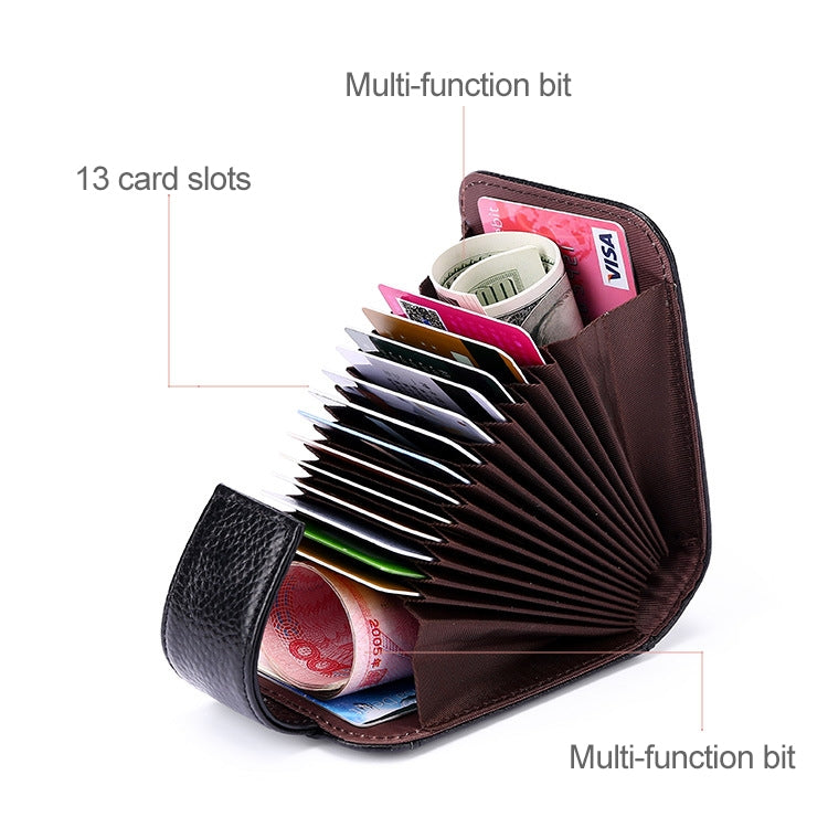 Portafoglio verticale RFID in pelle con 13 slot carte