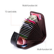 KB189 Portafoglio verticale RFID antimagnetico a forma di organo in pelle di vacchetta con più scomparti per carte, con finestra trasparente, KB189 Black, KB189 Coffee, KB189 Purple, KB189 Rose Red, KB189 Sapphire Blue