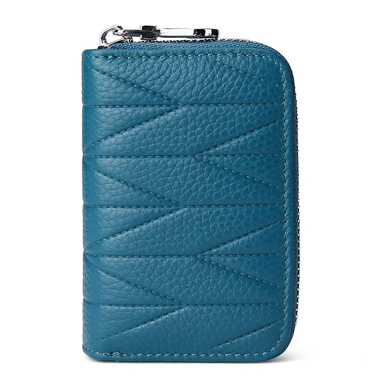 KB191 Pochette portafoglio antimagnetico in pelle di vacchetta con cerniera a forma di organo con scomparti multipli per carte RFID per donna, KB191 Aqua Blue, KB191 Black, KB191 Dark Blue, KB191 Pink, KB191 Light Purple, KB191 Wine Red, KB191 Brown