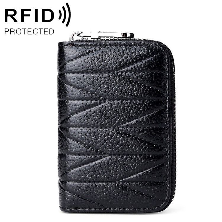 KB191 Pochette portafoglio antimagnetico in pelle di vacchetta con cerniera a forma di organo con scomparti multipli per carte RFID per donna, KB191 Aqua Blue, KB191 Black, KB191 Dark Blue, KB191 Pink, KB191 Light Purple, KB191 Wine Red, KB191 Brown