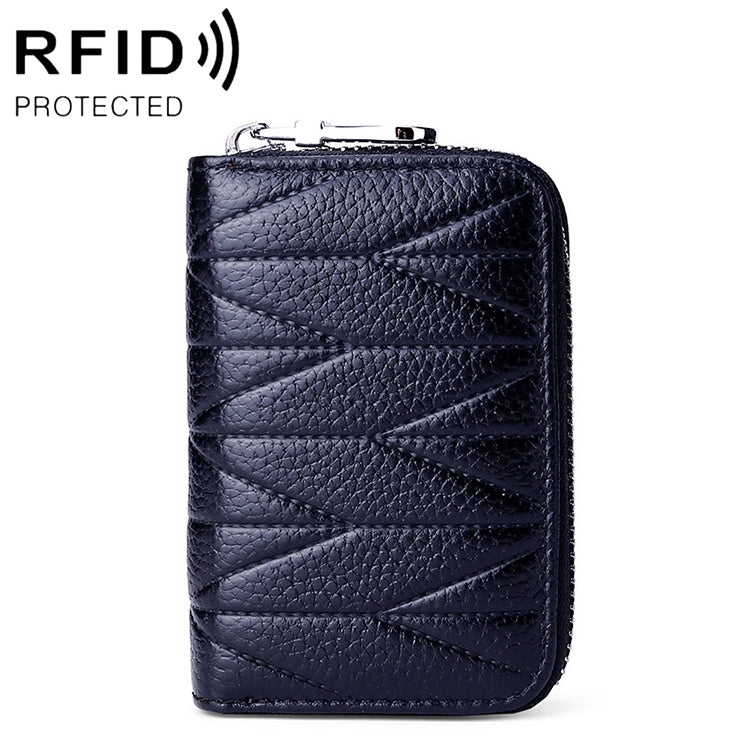 KB191 Pochette portafoglio antimagnetico in pelle di vacchetta con cerniera a forma di organo con scomparti multipli per carte RFID per donna, KB191 Aqua Blue, KB191 Black, KB191 Dark Blue, KB191 Pink, KB191 Light Purple, KB191 Wine Red, KB191 Brown
