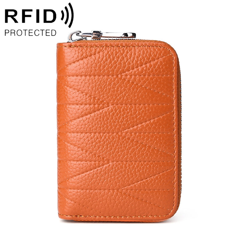 KB191 Pochette portafoglio antimagnetico in pelle di vacchetta con cerniera a forma di organo con scomparti multipli per carte RFID per donna, KB191 Aqua Blue, KB191 Black, KB191 Dark Blue, KB191 Pink, KB191 Light Purple, KB191 Wine Red, KB191 Brown