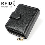 KB192 Pochette con fibbia e cerniera in pelle di vacchetta a forma di organo con scomparti multipli per carte RFID antimagnetico pochette per portafoglio da uomo, KB192 Black, KB192 Coffee