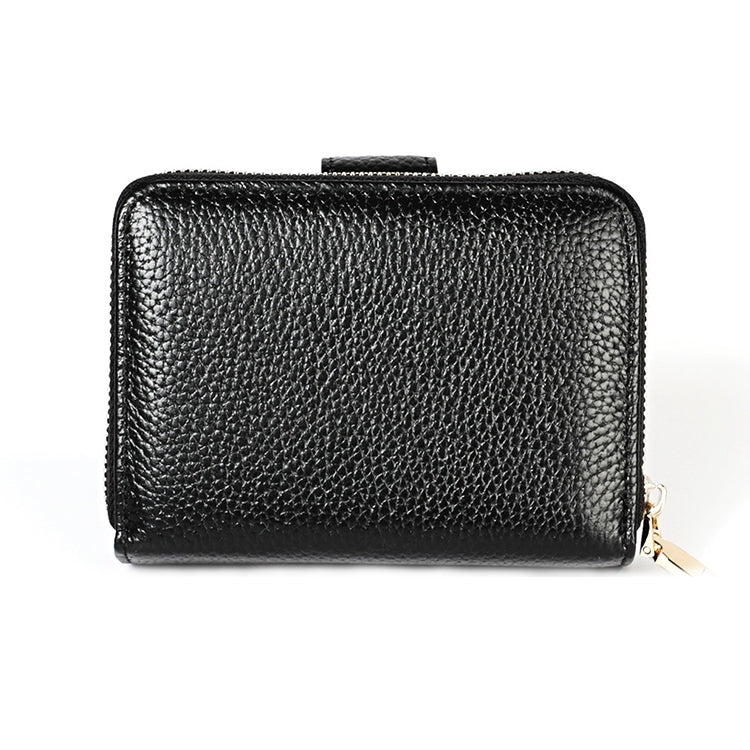 KB192 Pochette con fibbia e cerniera in pelle di vacchetta a forma di organo con scomparti multipli per carte RFID antimagnetico pochette per portafoglio da uomo, KB192 Black, KB192 Coffee
