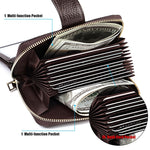 KB192 Pochette con fibbia e cerniera in pelle di vacchetta a forma di organo con scomparti multipli per carte RFID antimagnetico pochette per portafoglio da uomo, KB192 Black, KB192 Coffee