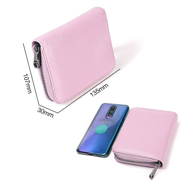 KB195 Pochette portafoglio antimagnetico in pelle di vacchetta a doppia fila a forma di organo con scomparti multipli per carte RFID per donna, KB195 Black, KB195 Coffee, KB195 Pink, KB195 Purple, KB195 Rose Red