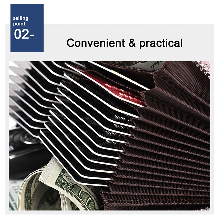 KB195 Pochette portafoglio antimagnetico in pelle di vacchetta a doppia fila a forma di organo con scomparti multipli per carte RFID per donna, KB195 Black, KB195 Coffee, KB195 Pink, KB195 Purple, KB195 Rose Red