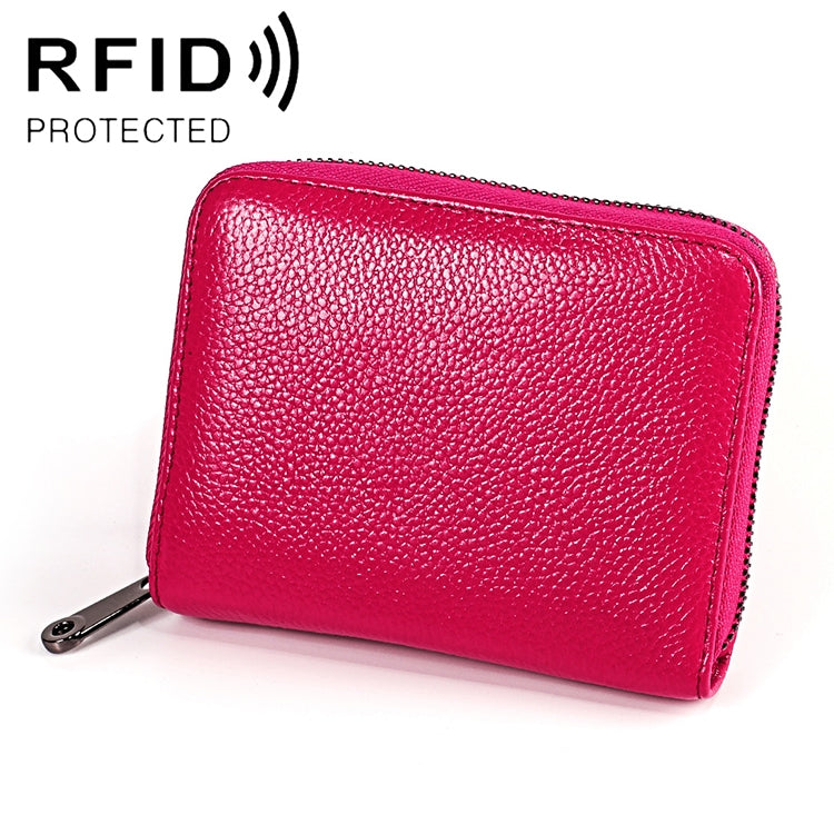 KB195 Pochette portafoglio antimagnetico in pelle di vacchetta a doppia fila a forma di organo con scomparti multipli per carte RFID per donna, KB195 Black, KB195 Coffee, KB195 Pink, KB195 Purple, KB195 Rose Red