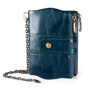 LT3539 Pochette portafoglio da uomo in pelle di vacchetta con cerniera e fibbia antimagnetica RFID, con scomparti per carte e tracolla, LT3539 Shoulder Strap Black, LT3539 Shoulder Strap Blue, LT3539 Strap Red, LT3539 Yellowish-brown