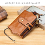 Pochette portafoglio uomo in pelle di vacchetta con RFID e tracol