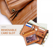 Pochette portafoglio uomo in pelle di vacchetta con RFID e tracol