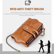 Pochette portafoglio uomo in pelle di vacchetta con RFID e tracol