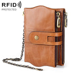Pochette portafoglio uomo in pelle di vacchetta con RFID e tracol