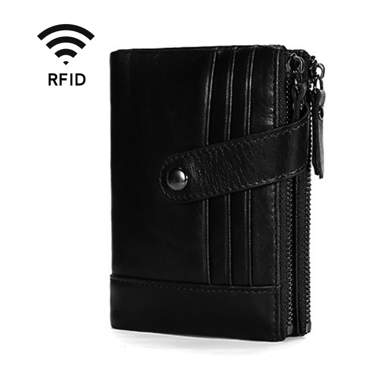 TP-196 Portafoglio RFID con doppia cerniera, scomparti multipli in pelle di vacchetta retrò multifunzionale