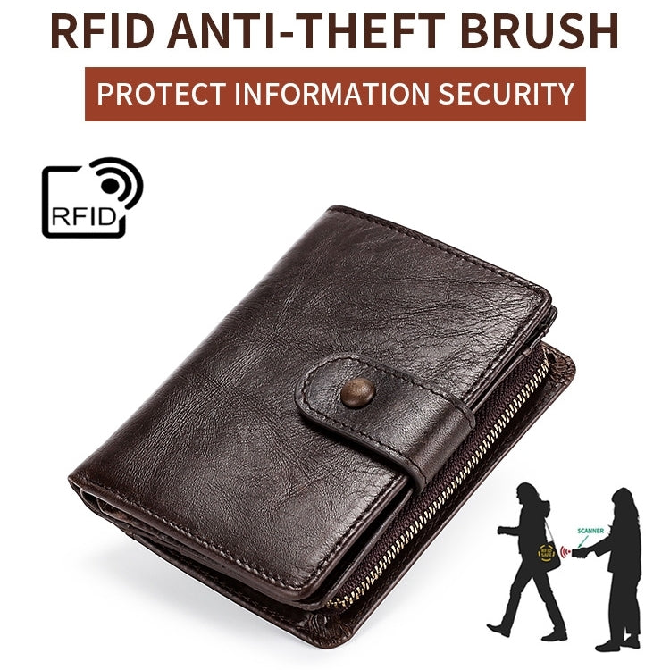 Portafoglio retrò con chiusura RFID multifunzionale in pelle Crazy Horse TP-201, TP-201