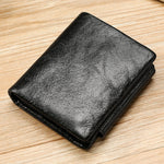 Portafoglio triplo RFID in pelle cerata 12x10 cm