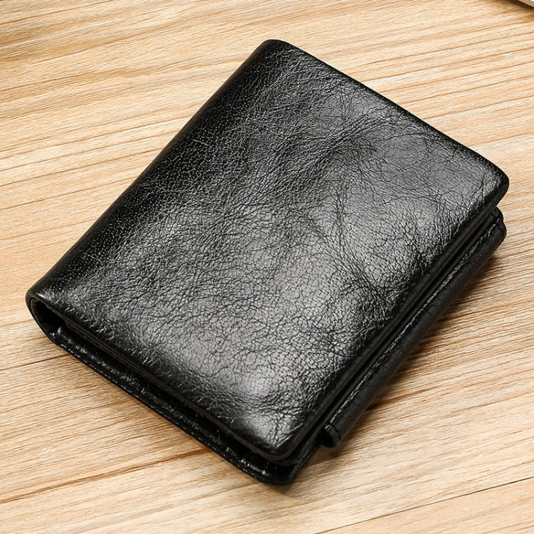Portafoglio triplo RFID in pelle cerata 12x10 cm