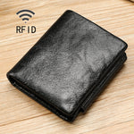 Portafoglio triplo RFID in pelle cerata 12x10 cm