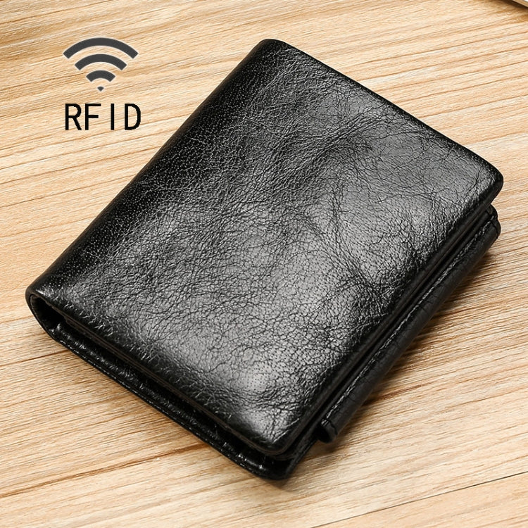 Portafoglio triplo RFID in pelle cerata 12x10 cm