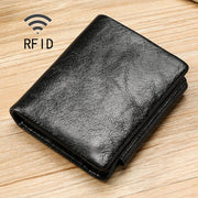 Portafoglio triplo RFID multifunzionale in pelle cerata a olio TP-191