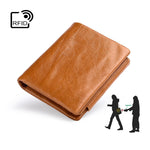 Portafoglio triplo RFID in pelle cerata 12x10 cm