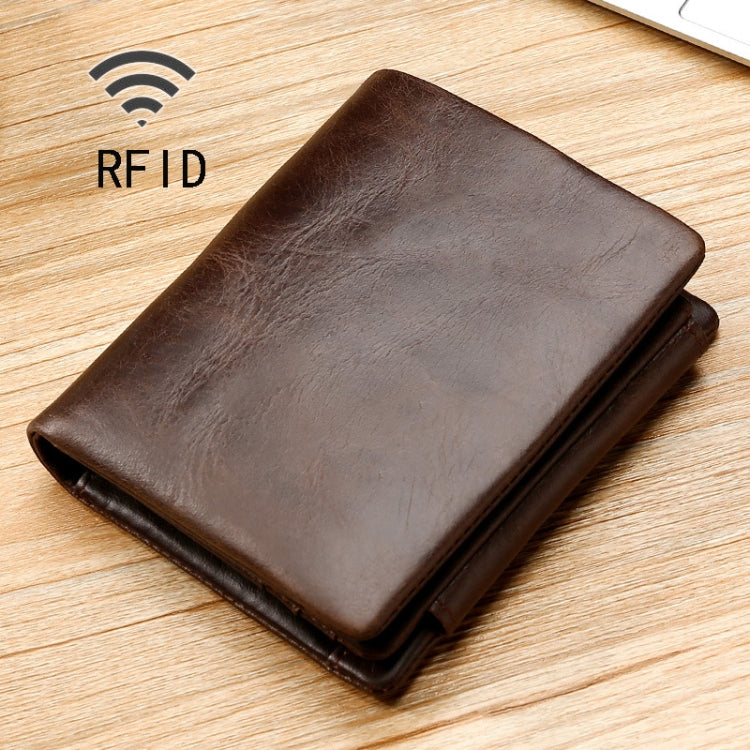 Portafoglio triplo RFID in pelle cerata 12x10 cm