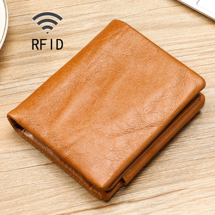 Portafoglio triplo RFID in pelle cerata 12x10 cm