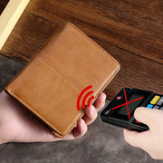 Portamonete multifunzionale in pelle cerata con RFID