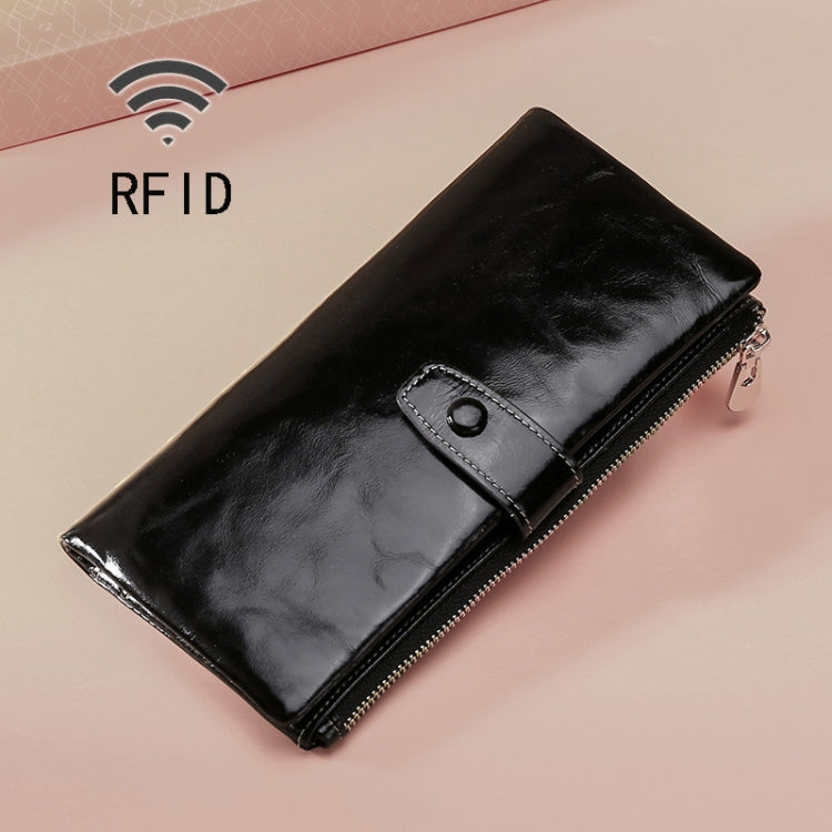 TP-189 Portafoglio in pelle multifunzionale con cerniera RFID in pelle cerata