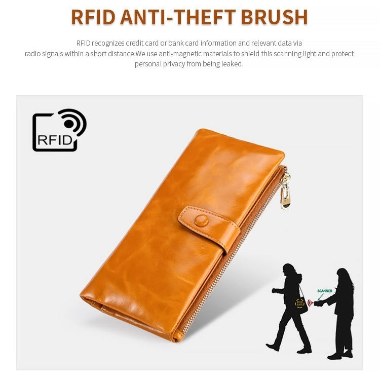 TP-189 Portafoglio in pelle multifunzionale con cerniera RFID in pelle cerata