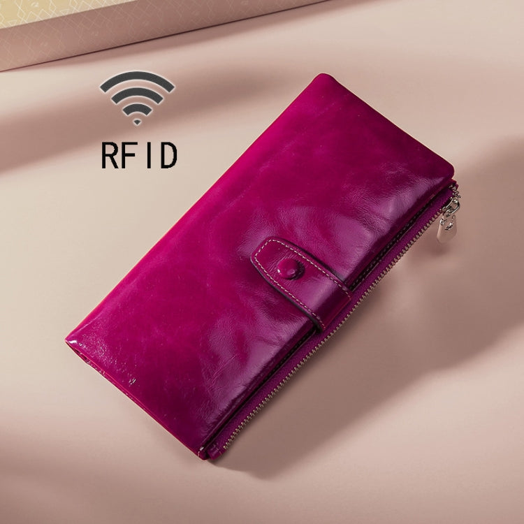 TP-189 Portafoglio in pelle multifunzionale con cerniera RFID in pelle cerata